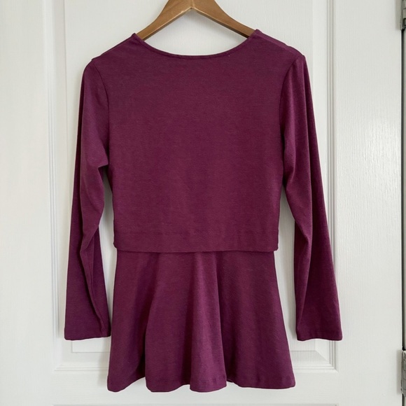 Betabrand Pose Peplum Surplice Top Medium Mulberry - Picture 4 of 7